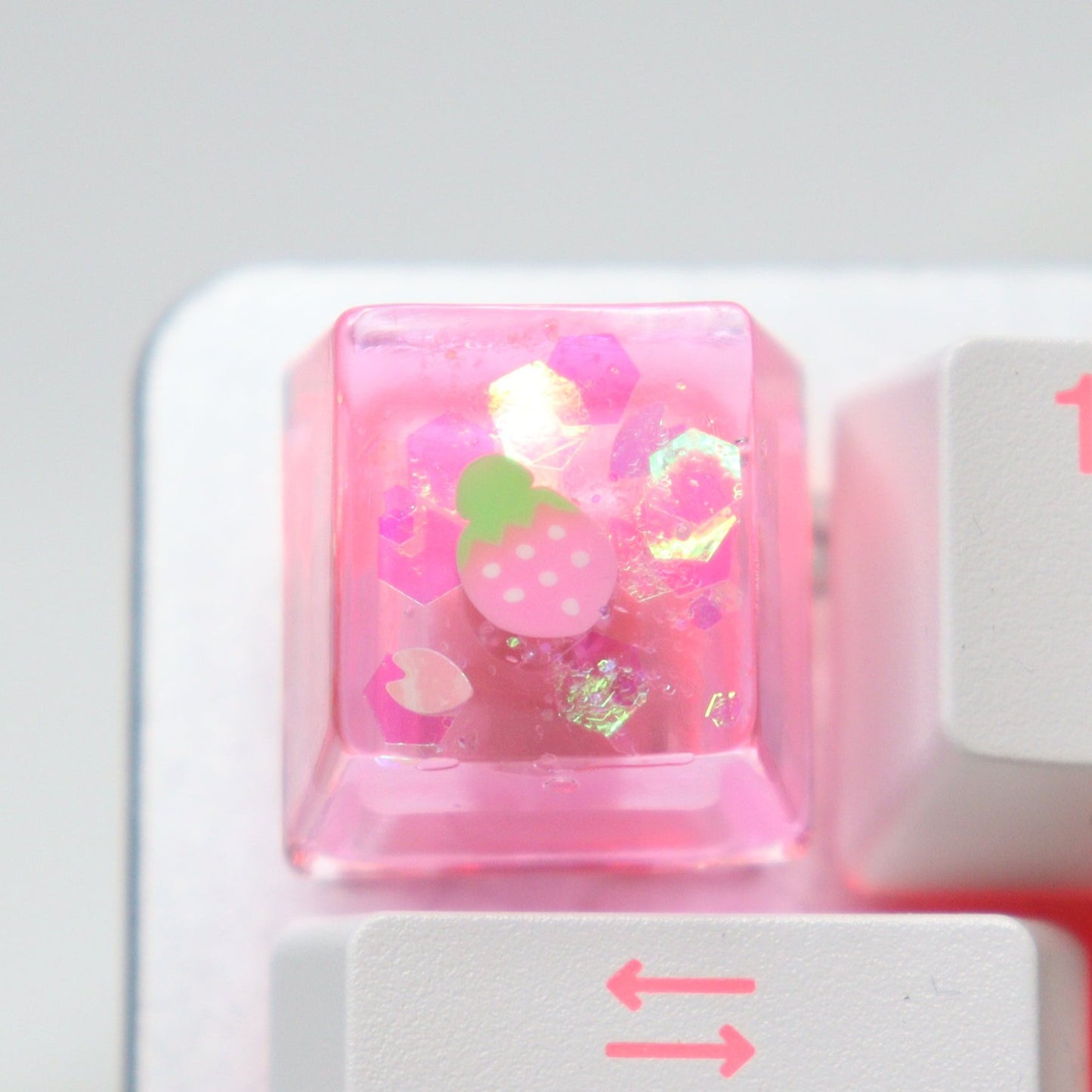 Strawberry Dream Keycap with Cherry Blossom Petals
