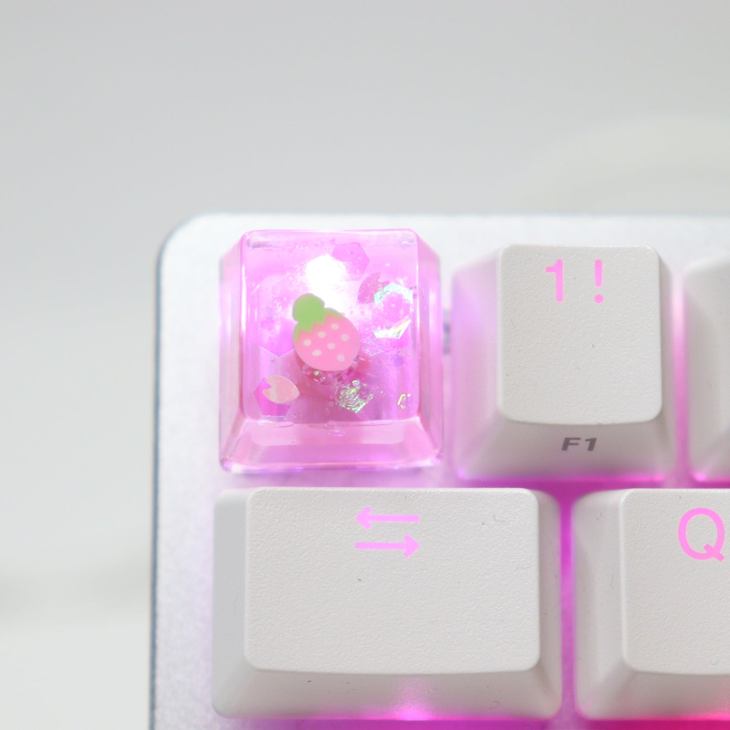 Strawberry Dream Keycap with Cherry Blossom Petals